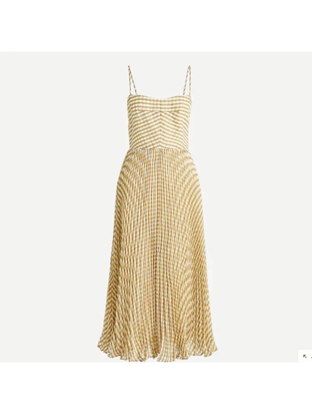 J. Crew Yellow and White Striped Spaghetti-Strap Midi Dress